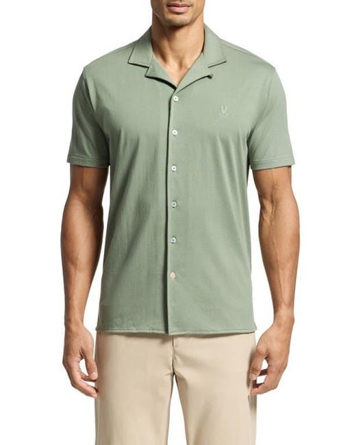 Psycho Bunny Green Bryan Pima Cotton Blend Camp Shirt for men