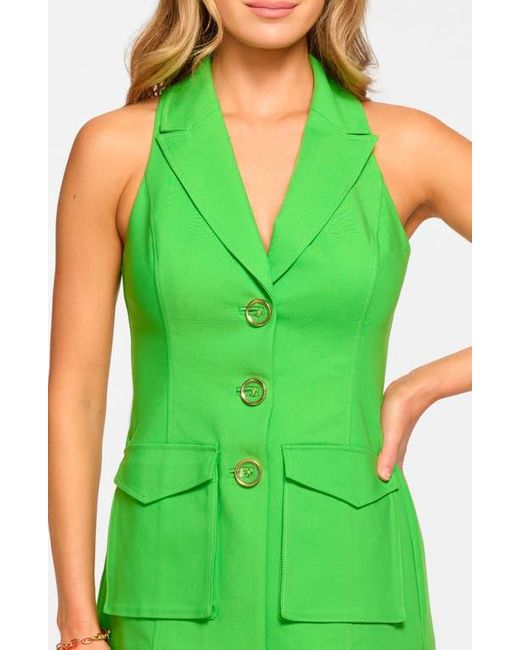 Ramy Brook Green Lisa Tailored Cotton Blend Vest