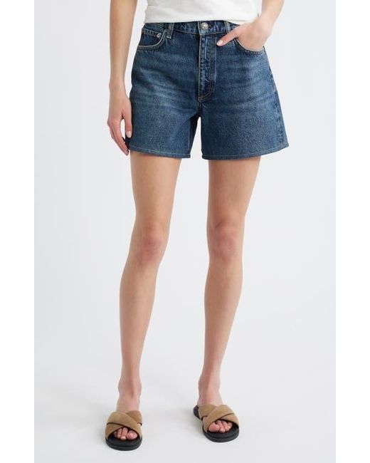 Rag & Bone Blue Kaia High Waist Relaxed Fit Denim Shorts