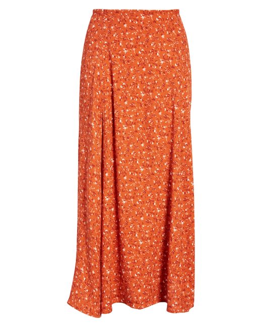 Reformation Orange Zoe Side Slit Midi Skirt