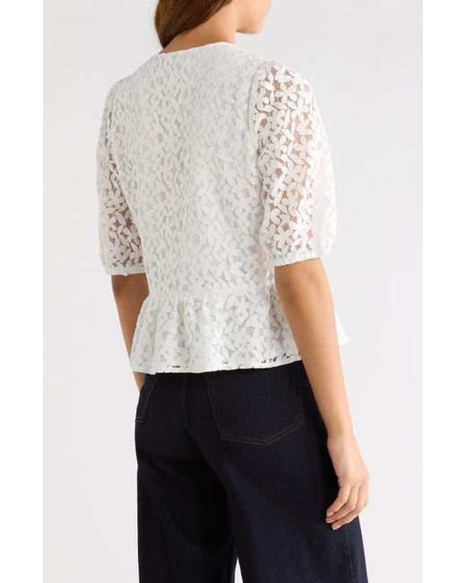 Cece Lace Peplum Top in White | Lyst