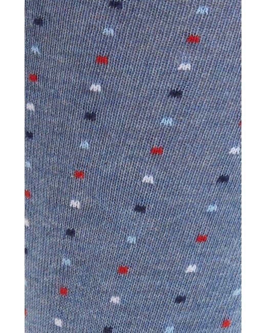 Nordstrom Blue Mini Dot Cotton Blend Dress Socks for men