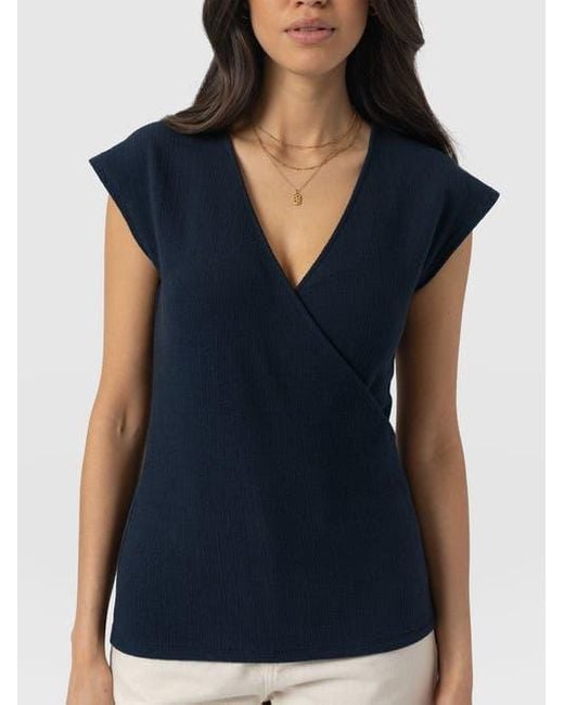 Saint + Sofia Blue Rosa Wrap Top