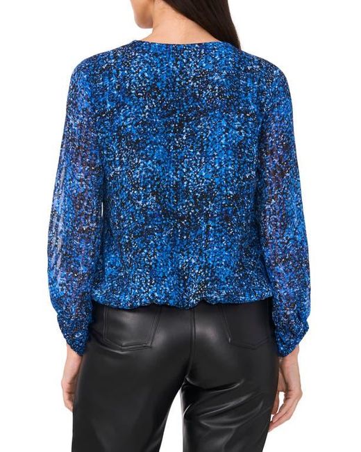 Vince Camuto Blue Print Balloon Sleeve Top
