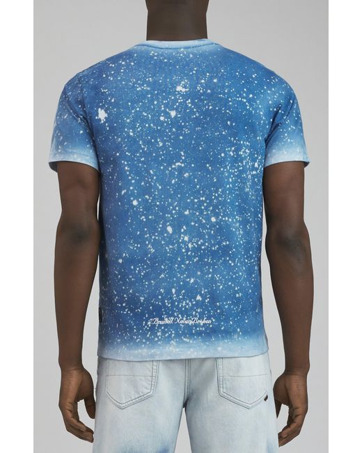 PRPS Blue Saga Bleach Spatter Graphic T-shirt for men