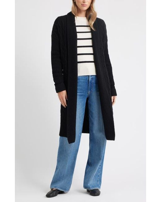 Caslon Blue Cable Longline Open Front Cardigan
