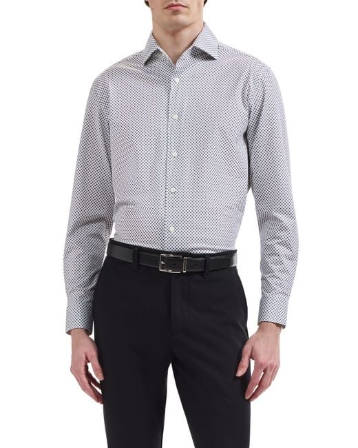 Bugatchi Gray Devon Ooohcotton Stretch Button Up Shirt for men