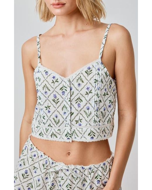 Florence By Mills Gray Front Button Crop Tank