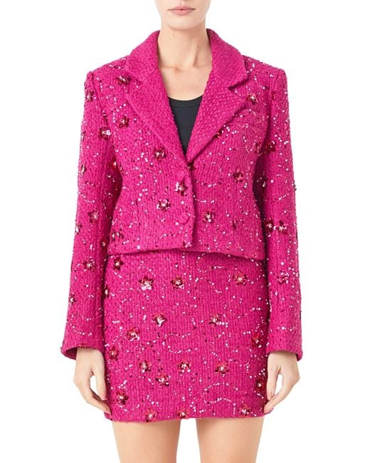 Endless Rose Pink Sequin Crop Blazer
