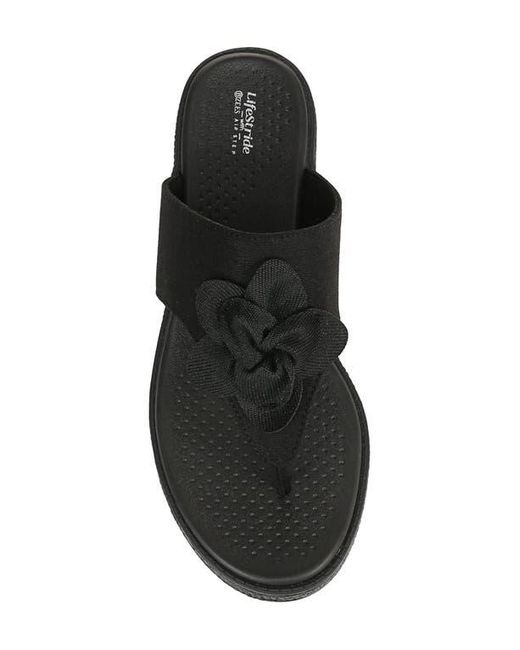 Bzees Black Bloom Wedge Sandal