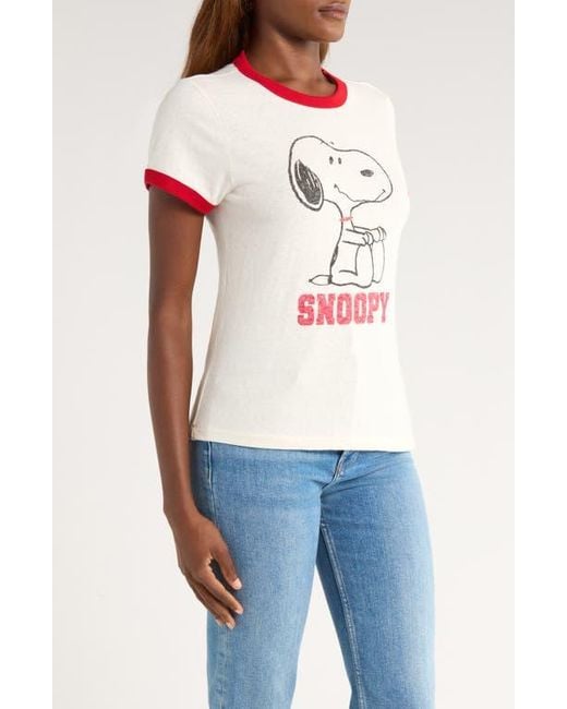 Re/done Multicolor Classic Peanuts Snoopy Cotton Graphic Ringer T-Shirt