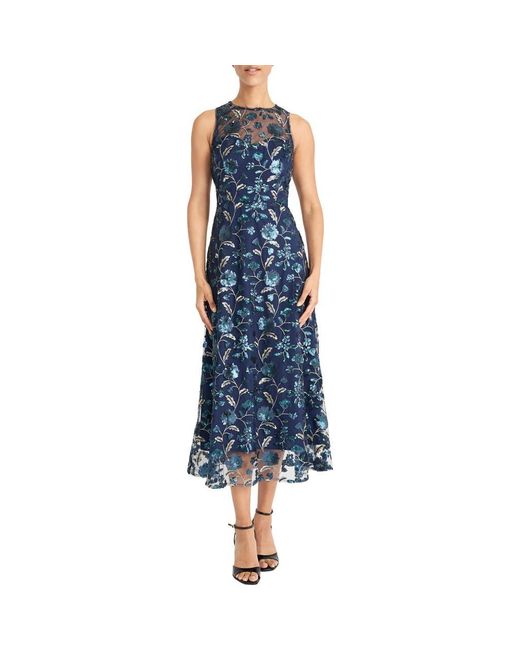 maggy london pleated fit and flare dress Maggy London Side Pleated Fit And Flare Dress In Ocean Blue - 50% Off