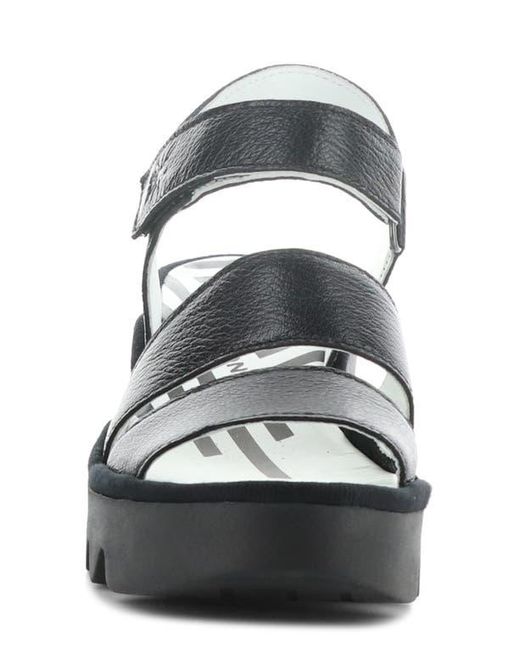 Fly London Black Bexy Platform Wedge Sandal