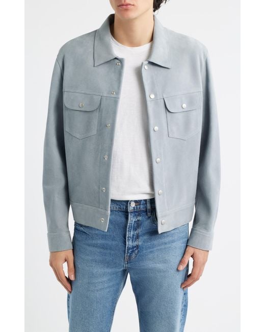 FRAME Blue Suede Trucker Jacket for men