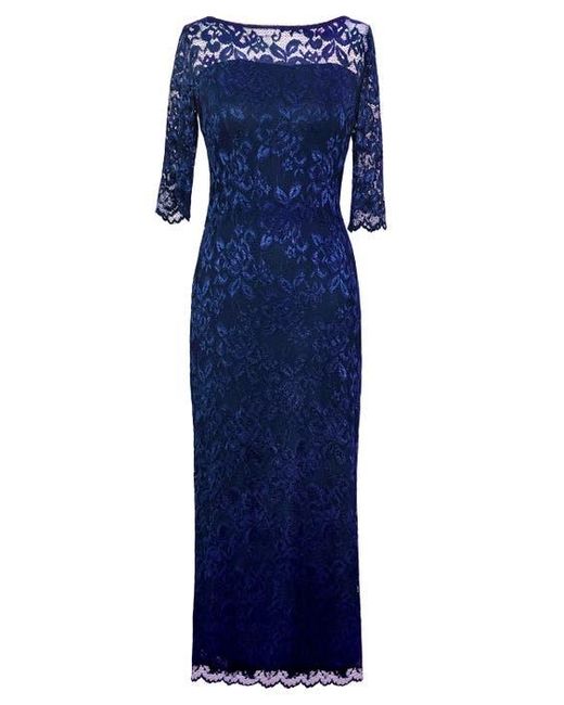 Alie Street London Blue Lila 3/4 Sleeve Lace Maxi Gown