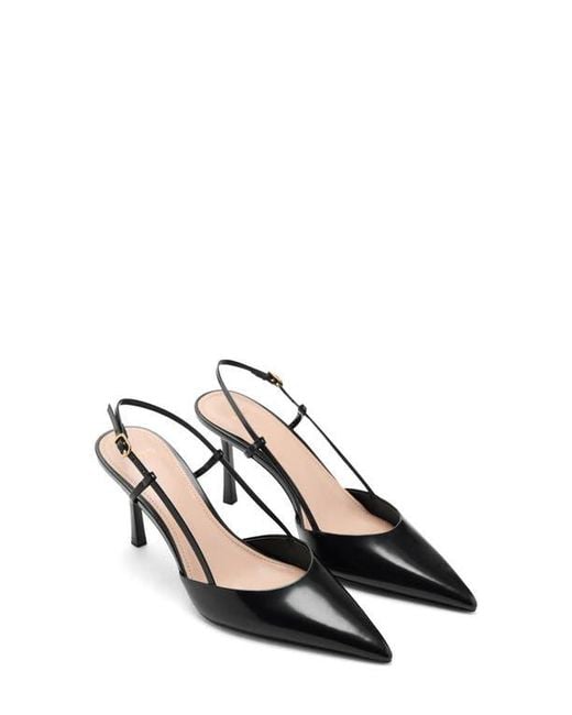 Mango Black Pointed Toe Slingback Pump