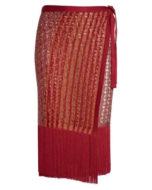 Missoni Red Open Knit Fringe Cover-Up Pareo