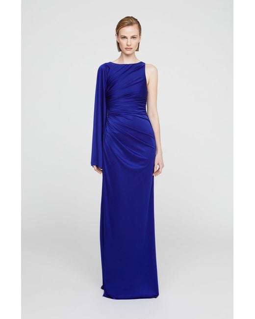 Halston Heritage Blue Elyssia Jersey Gown
