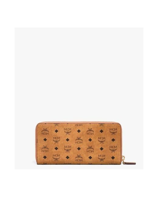 MCM White Aren Zip Around Wallet for men