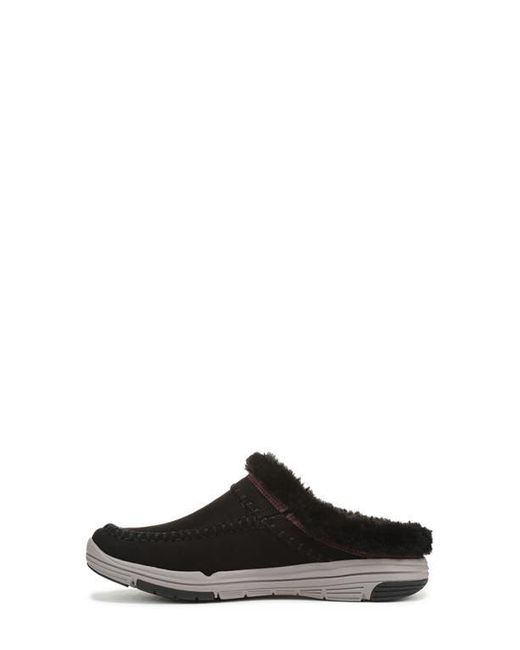Ryka Black Arrow Faux Fur Trim Mule