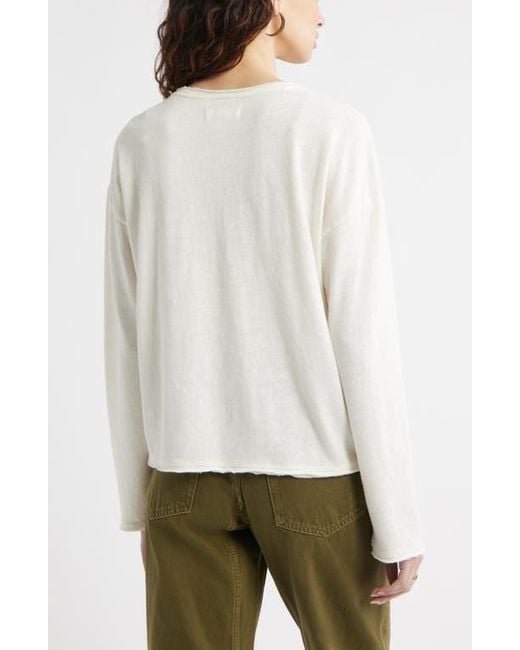 Treasure & Bond Multicolor Roll Crewneck Boxy Long Sleeve Cotton Blend Top