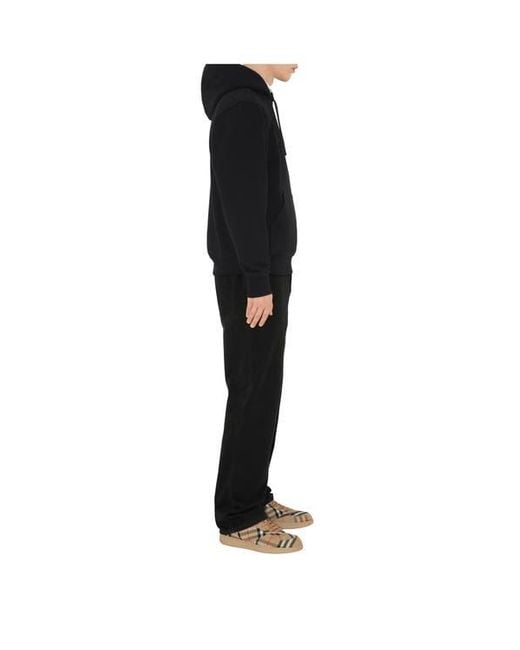 Burberry Black Check Label Cotton Hoodie for men