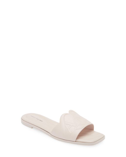 Alexander McQueen White Seal Slide Sandal