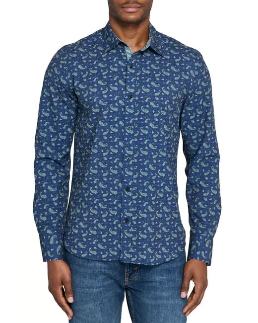 Con.struct Blue Paisley Woven Long Sleeve Basic for men
