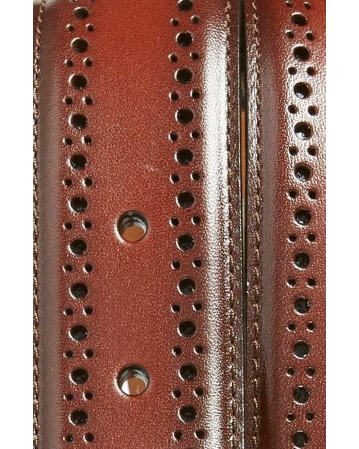 Allen Edmonds Brown Manistee Brogued Leather Belt for men