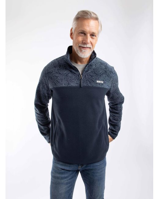 Weird Fish Blue Gilbert 1/4 Zip Printed Microfleece for men