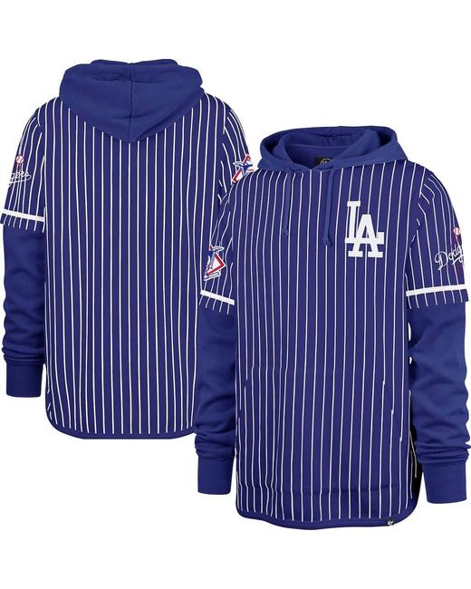 '47 Blue Los Angeles Dodgers Pinstripe Double Header Pullover Hoodie for men