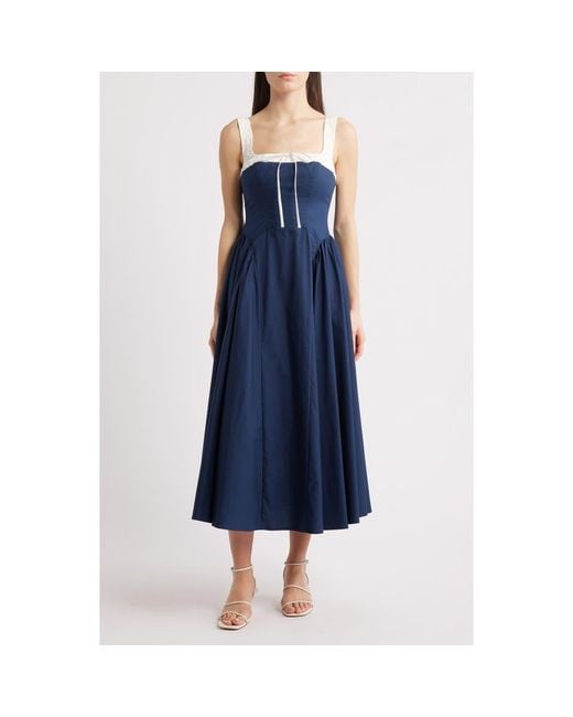 moon river navy tie detail midi dress Moon River Navy Tie Detail Midi Dress Navy / M