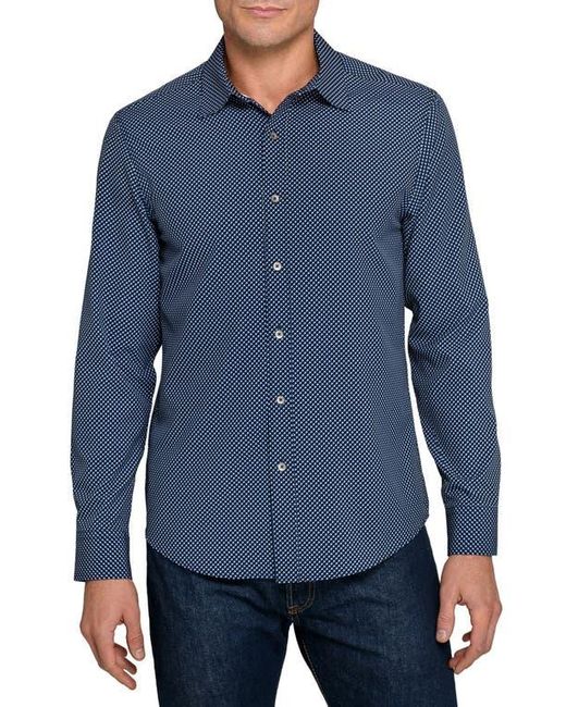 W.r.k. Blue Slim Fit Geometric Print Performance Button-Up Shirt for men