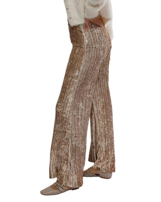Free People Natural Star Sign Ribbed Wide Leg Velvet Pants