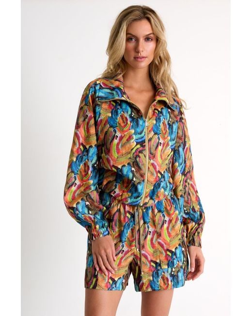Shan Multicolor Linen Puffer Jacket