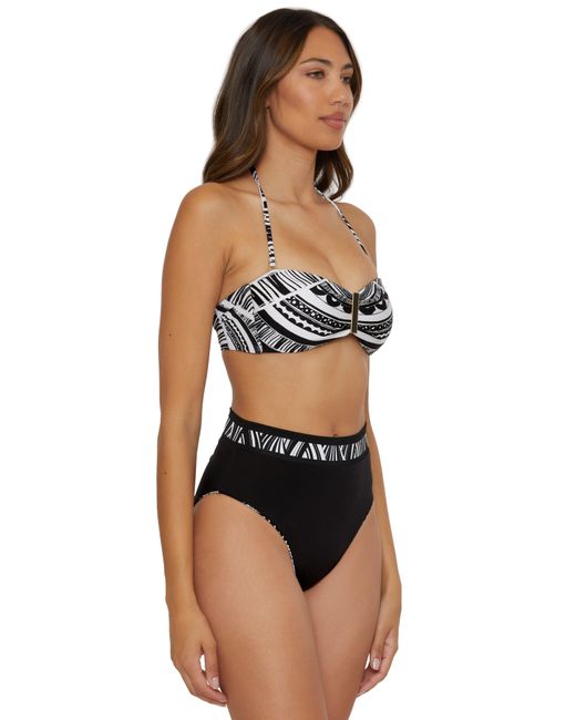 Trina Turk Black Hula High Waist Reversible Bikini Bottoms