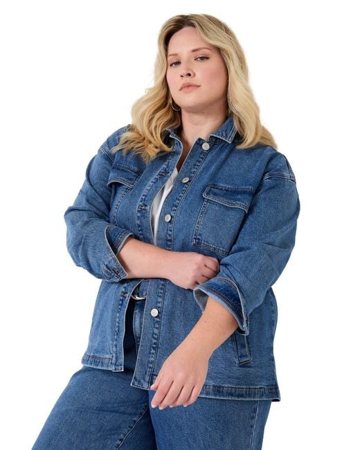 June + Vie Blue Denim Utility Jacket