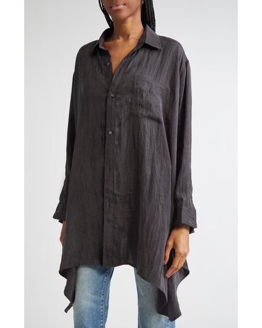 R13 Black Draped Front Button-Up Shirt