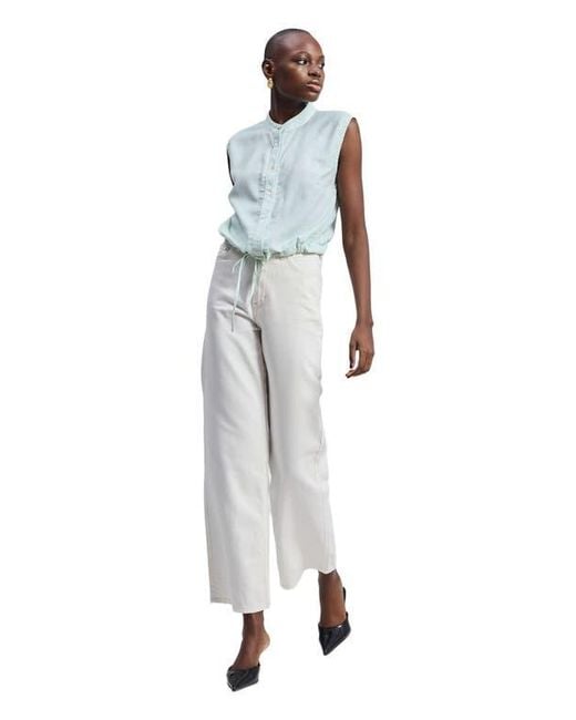 REISTOR Blue Button-Down With Lace Shirt