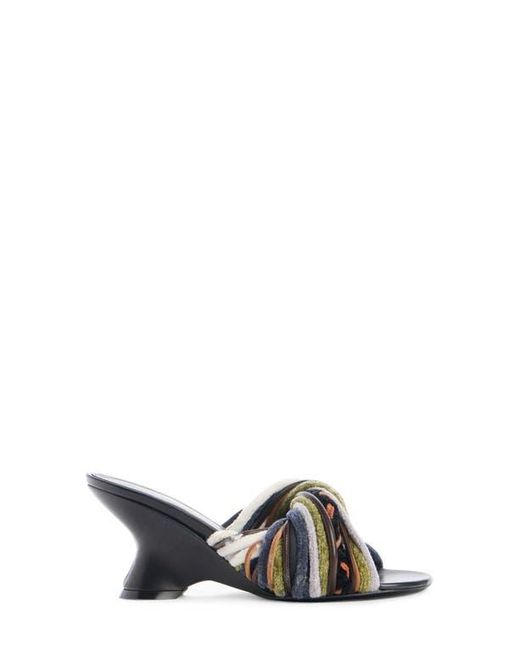 Dries Van Noten Blue Dented Wedge Slide Sandal