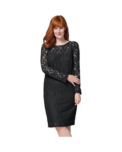 Jessica London Black Stretch Lace Shift Dress