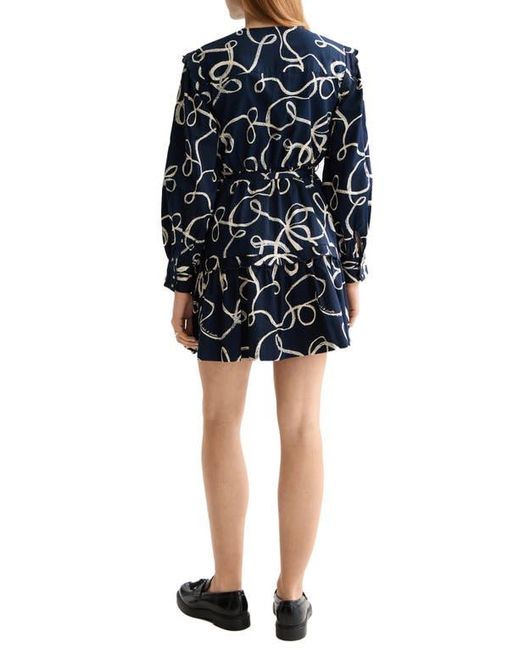 Scotch & Soda Black Scallop Trim Long Sleeve Cotton Minidress