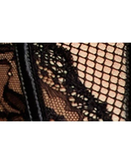 Dreamgirl Black Lace Trim Fishnet Underwire Bustier & G-string Set