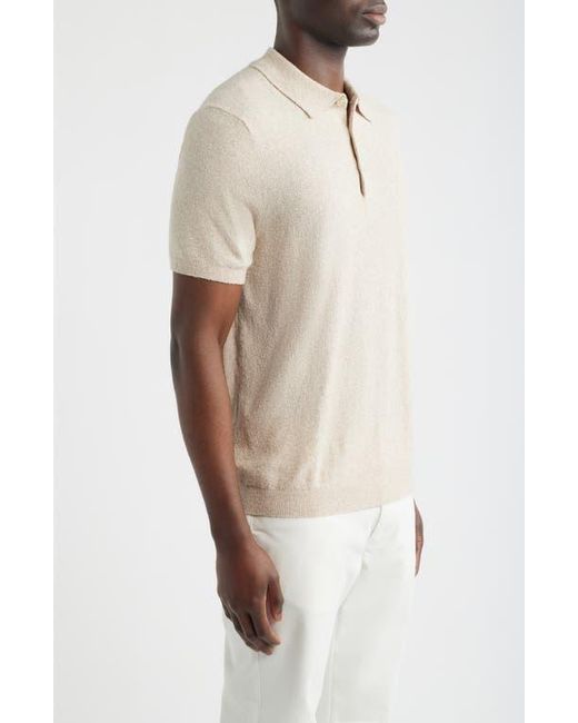 Scott Barber White Solid Bouclé Polo for men