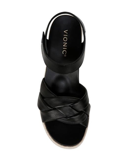 Vionic Black Saratoga Wedge Espadrille Sandal