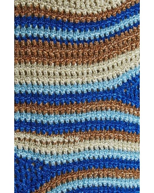 【Farm Rio】ストライプ crochetコットン maxiスカート FARM Rio Mixed Waves Striped Maxi Skirt in Blue | Lyst