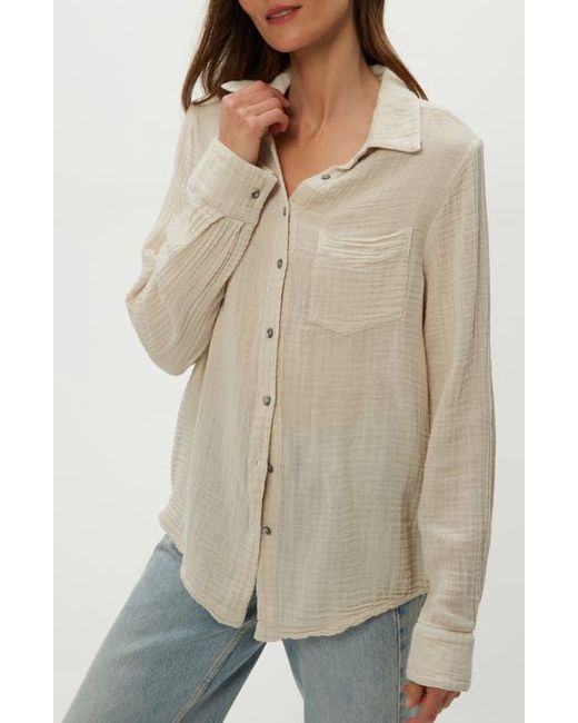 Michael Stars Natural Ernie Cotton Gauze Button-Up Shirt