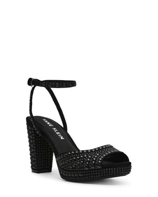 Anne Klein Black Vanna Ankle Strap Platform Sandal