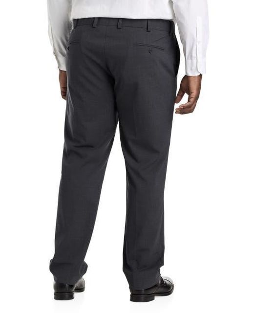 Oak Hill by DXL Gray Big & Tall Perfect Fit Waist-Relaxer Flat-Front Suit Pants for men