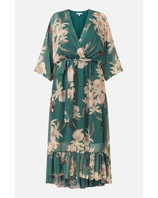 Yumi' Women's Green Dip Hem Sleeve Dress - bombsquadbeer.co.uk